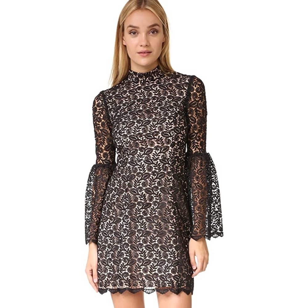 Women's Lace Cocktail Dress with Long-Sleeves